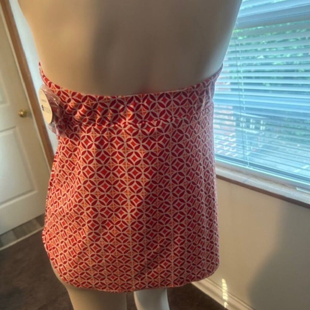 Stylus Orange/White Geometric print swimwear tankini, size XL - Picture 3 of 4